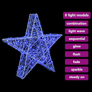 3D hvězda s 50 LED diodami Modrá 55 x 53.5 x 10 cm Akryl - obrázek 9