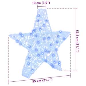 3D hvězda s 50 LED diodami Modrá 55 x 53.5 x 10 cm Akryl - obrázek 10