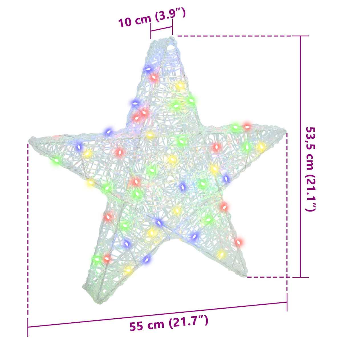 3D Stjerne 50 LED'er 55 x 53.5 x 10 cm Akryl - Billede 10