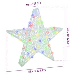3D hvězda s 50 LED diodami Vícebarevný 55 x 53.5 x 10 cm Akryl - obrázek 10