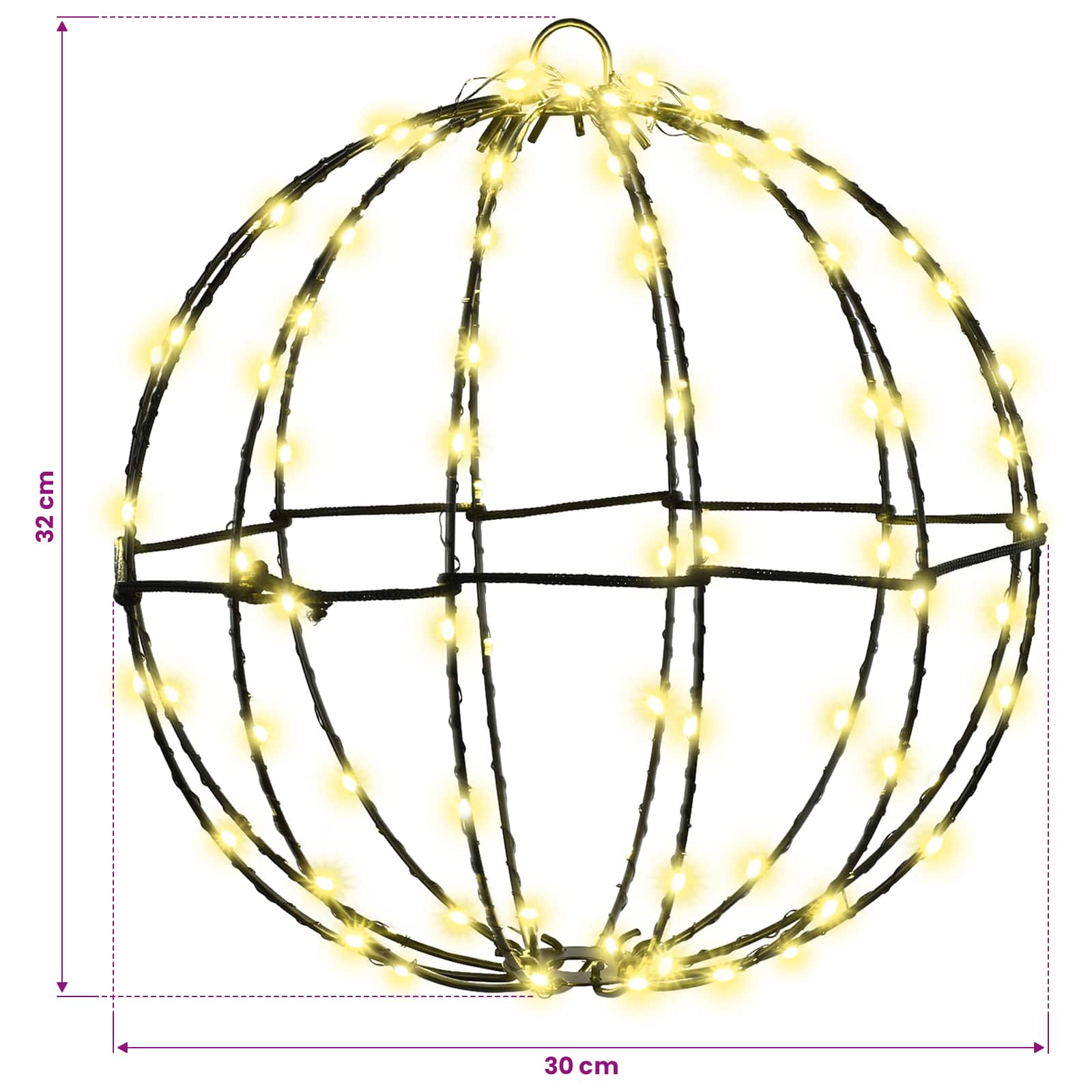 Božična konica za luči 96 LED Toplo bela Premer 30 x 32 cm