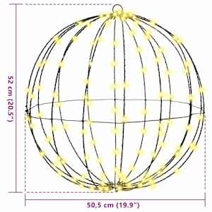 Koule s 160 LED diodami Teplá bílá 50,5 x 50,5 x 52 cm kov - obrázek 9