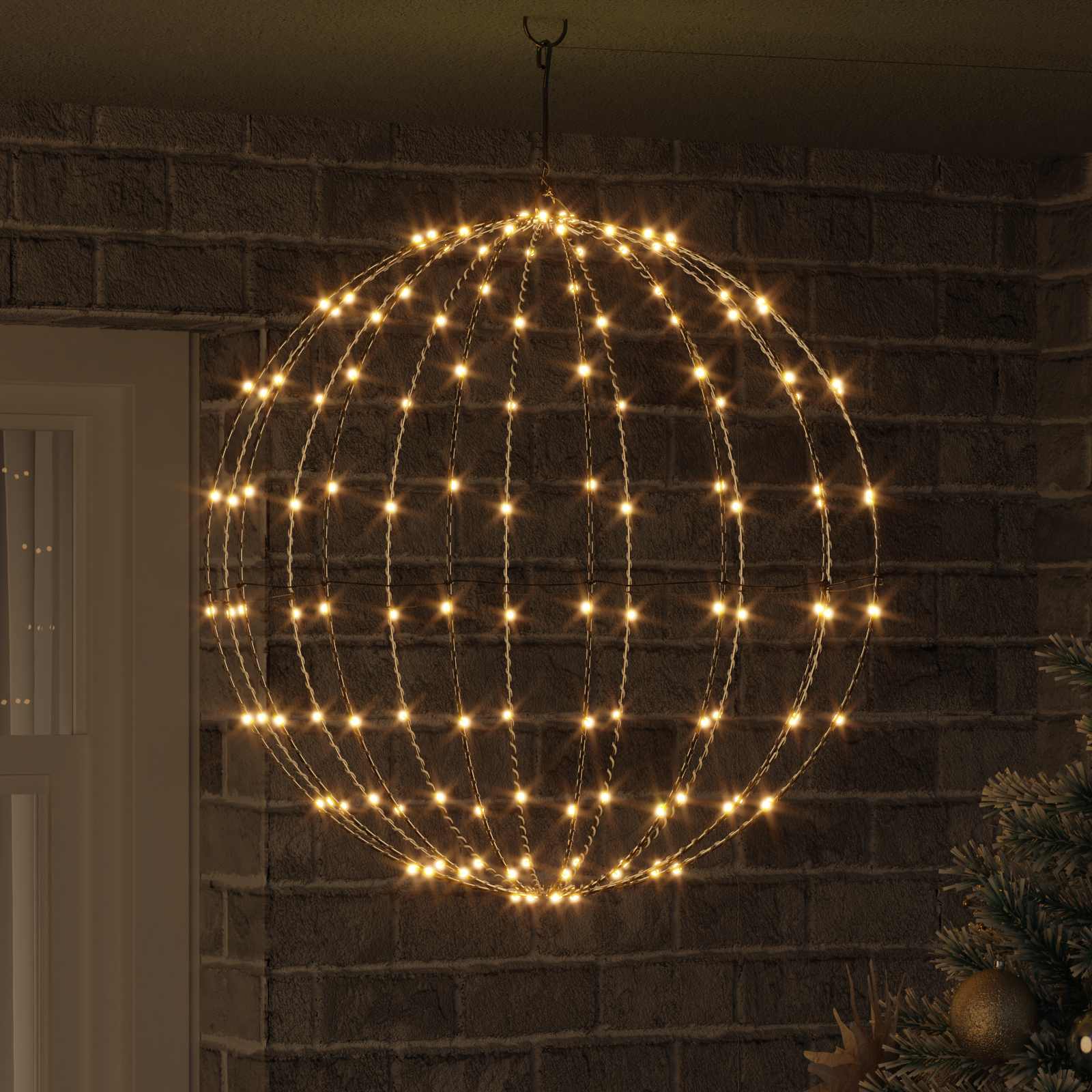 Boule avec 192 LED Blanc chaud 59,5 x 59,5 x 63 cm Métal
