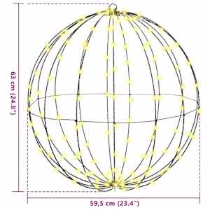 Koule s 192 LED diodami Teplá bílá 59,5 x 59,5 x 63 cm kov - obrázek 9
