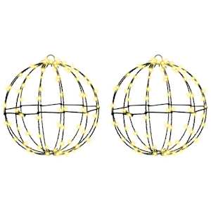 vidaXL Pall 2 tk 192 LED-i Soe valge 30 x 30 x 32 cm Metall