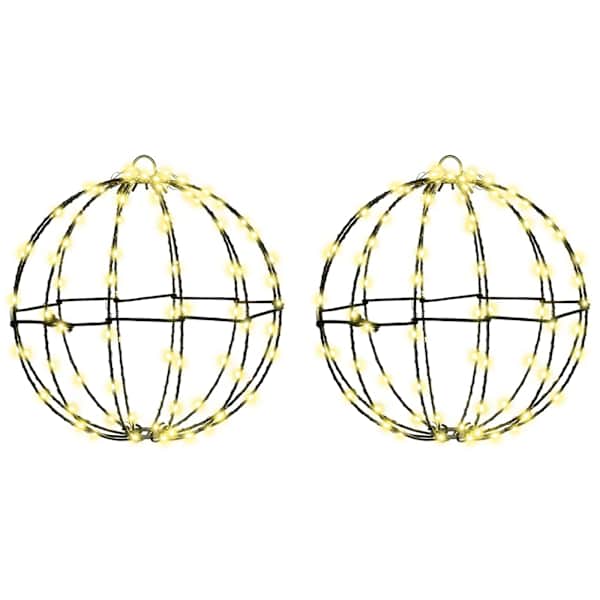 vidaXL Pall 2 tk 192 LED-i Soe valge 30 x 30 x 32 cm Metall