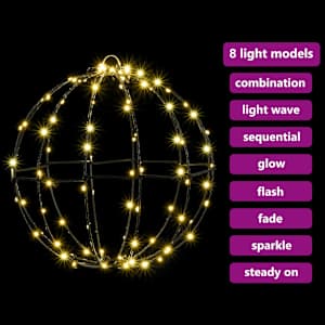 Koule s 192 LED diodami 2 pcs Teplá bílá 30 x 30 x 32 cm kov - obrázek 9