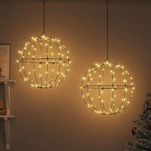 Koule s 192 LED diodami 2 pcs Teplá bílá 40 x 40 x 43,5 cm kov - obrázek 3