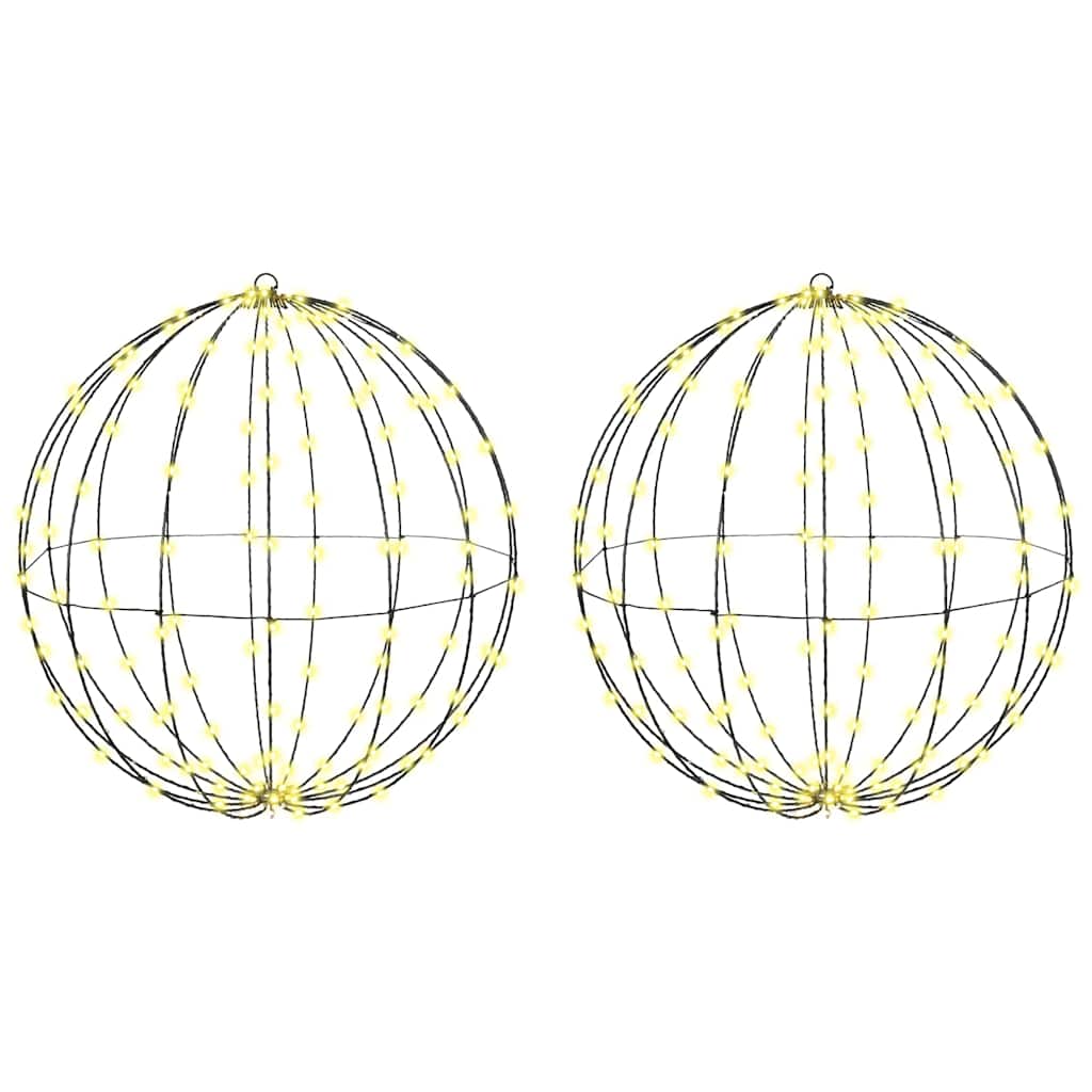 vidaXL Bola cu 384 LED 2 pcs Alb cald 60 cm Metal
