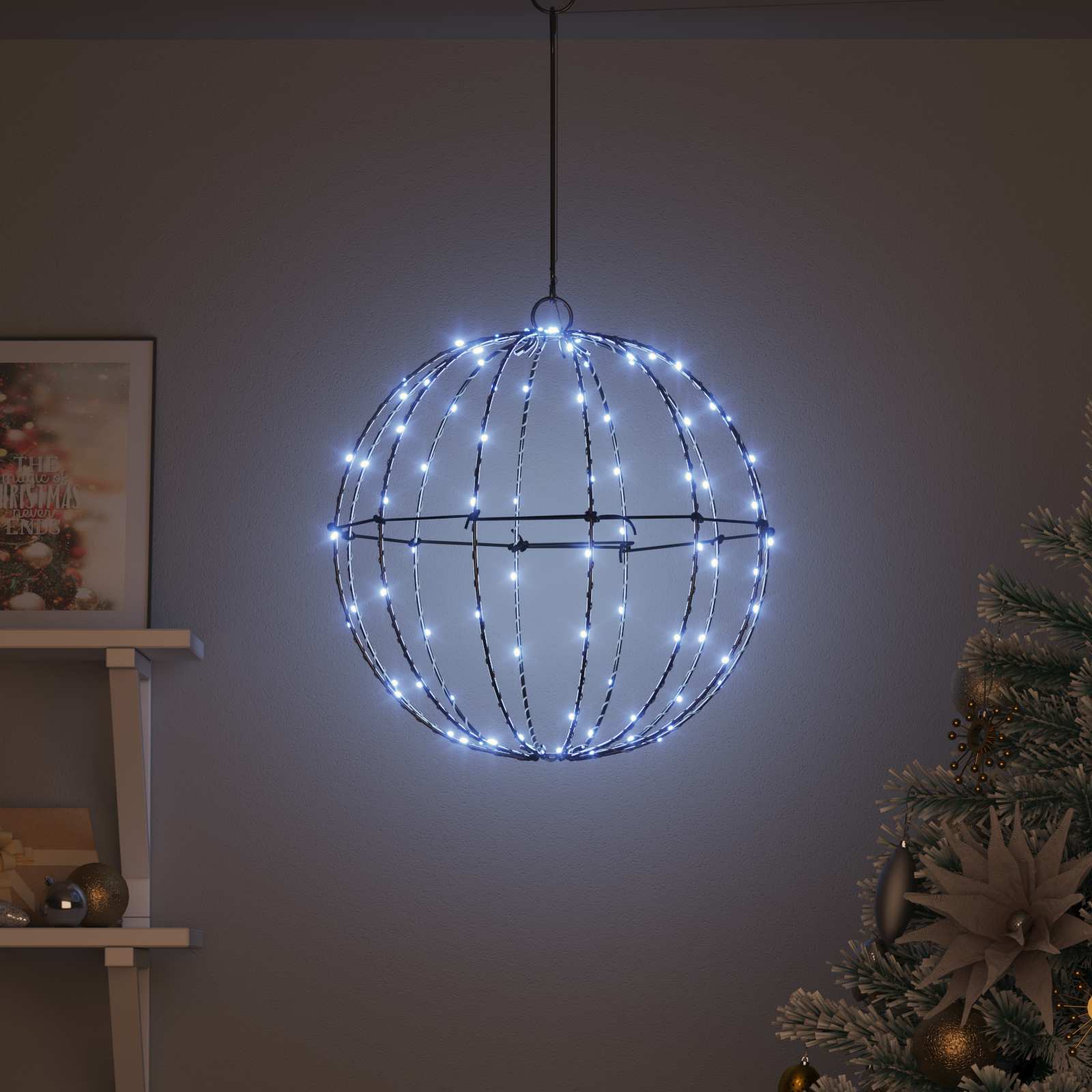 Топка 120 LED светодиода Студено бяло 40,5 x 40,5 x 42 см Метал — изображение 3
