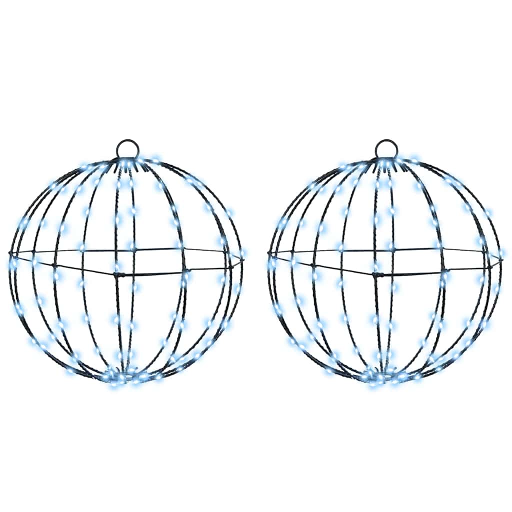 Boule avec 192 LED 2 pcs Blanc froid 30 cm Métal