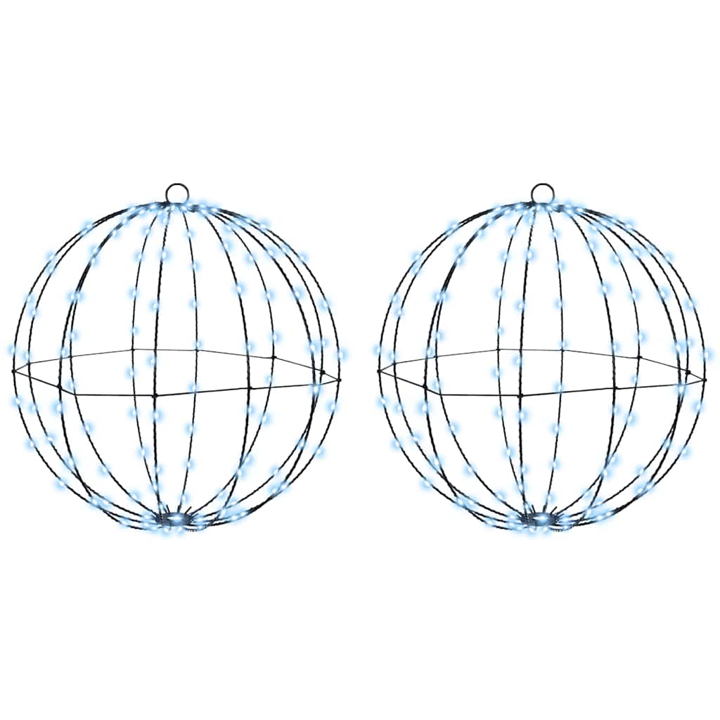 Boule avec 320 LED 2 pcs Blanc froid 50 cm Métal