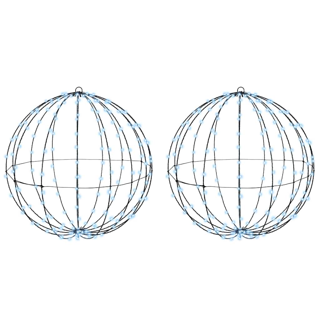 vidaXL Bola cu 384 LED 2 pcs Alb rece 60 cm Metal