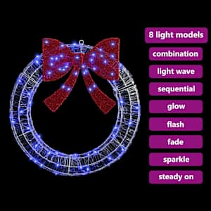 Věnec s 60 LED diodami Modrá 76 x 76 x 8,5 cm Akryl - obrázek 8