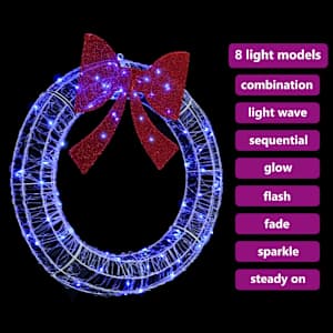 Věnec s 80 LED diodami Modrá 92 x 92 x 9,5 cm Akryl - obrázek 8