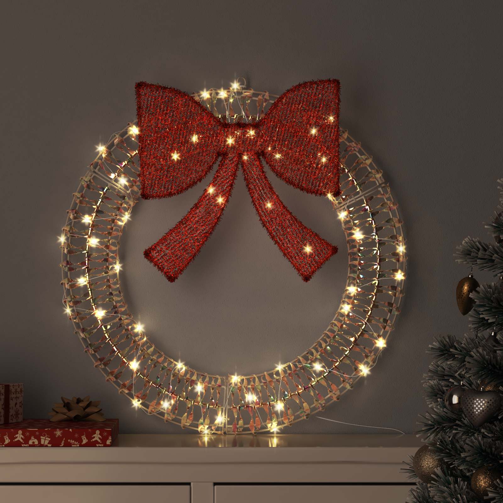 Couronne avec 60 LED Blanc chaud 75 cm PET