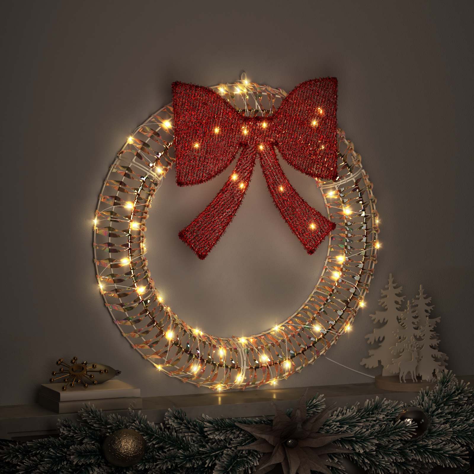 Couronne avec 60 LED Blanc chaud 75 cm PET – Image 3