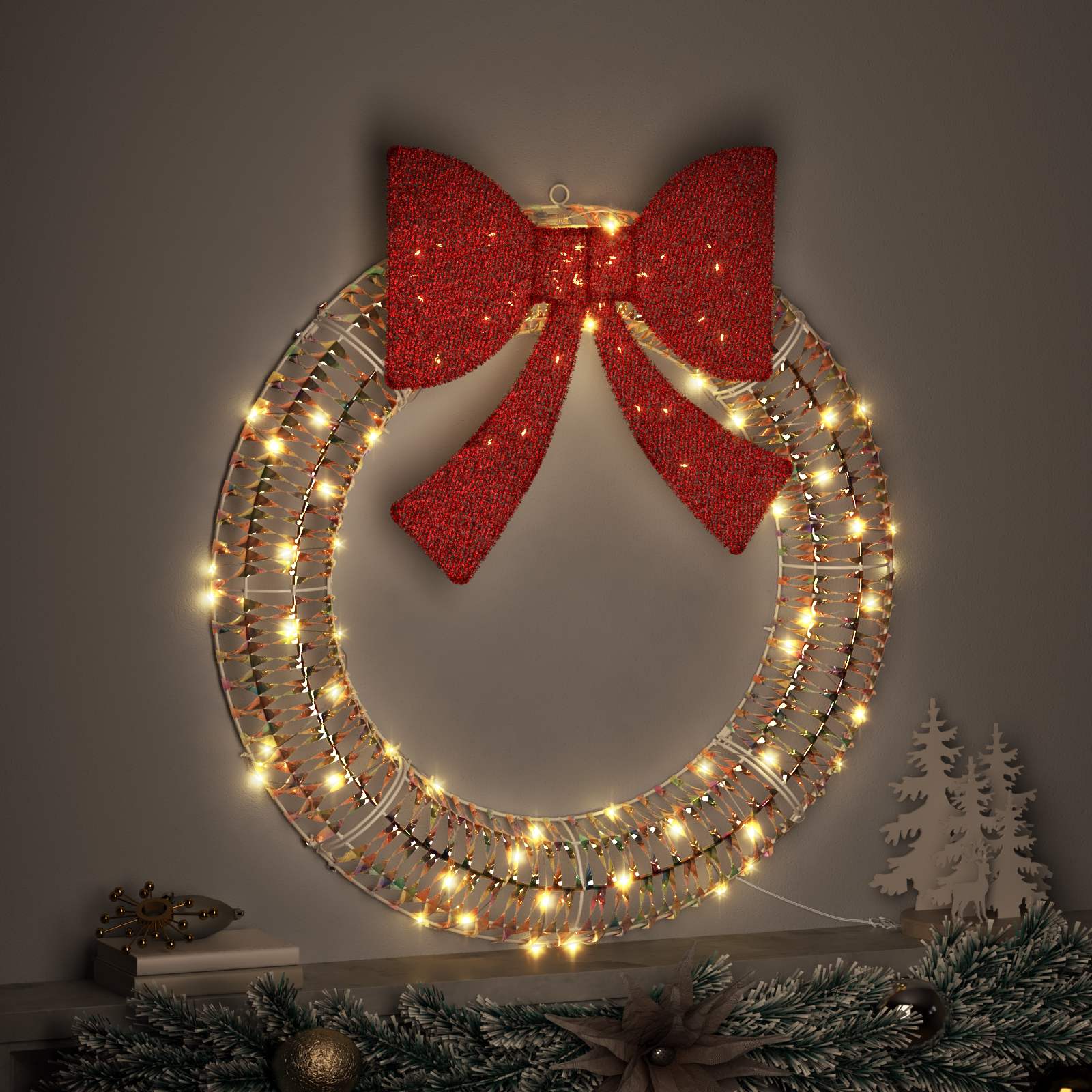 Vainags su 80 LED Silti balta 91 x 91 x 9 cm PET