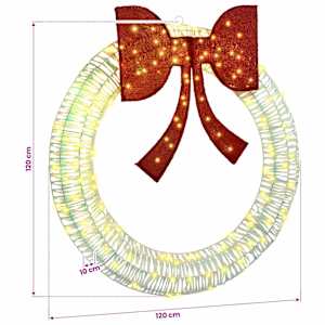 Věnec s 150 LED diodami Teplá bílá 121 x 121 x 10 cm PET - obrázek 9