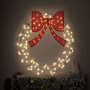 Věnec s 150 LED diodami Teplá bílá 121 x 121 x 10 cm PET - obrázek 3