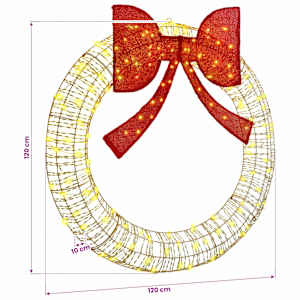 Věnec s 150 LED diodami Teplá bílá 121 x 121 x 10 cm PET - obrázek 10