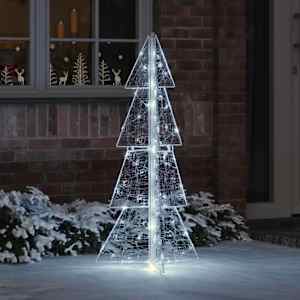 Božično drevo med 100 LED Hladna bela 120 cm Akril