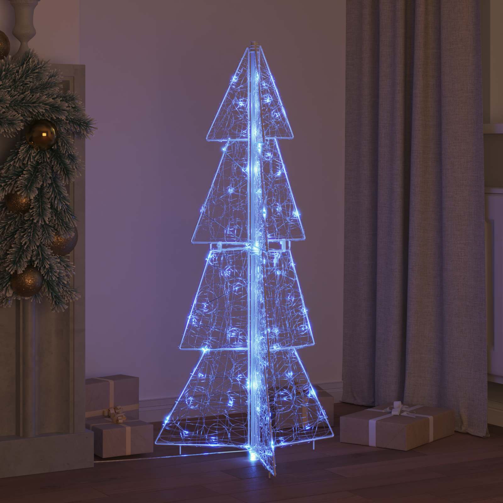 Sapin de Noël avec 100 LED Bleu 120 cm Acrylique – Image 3