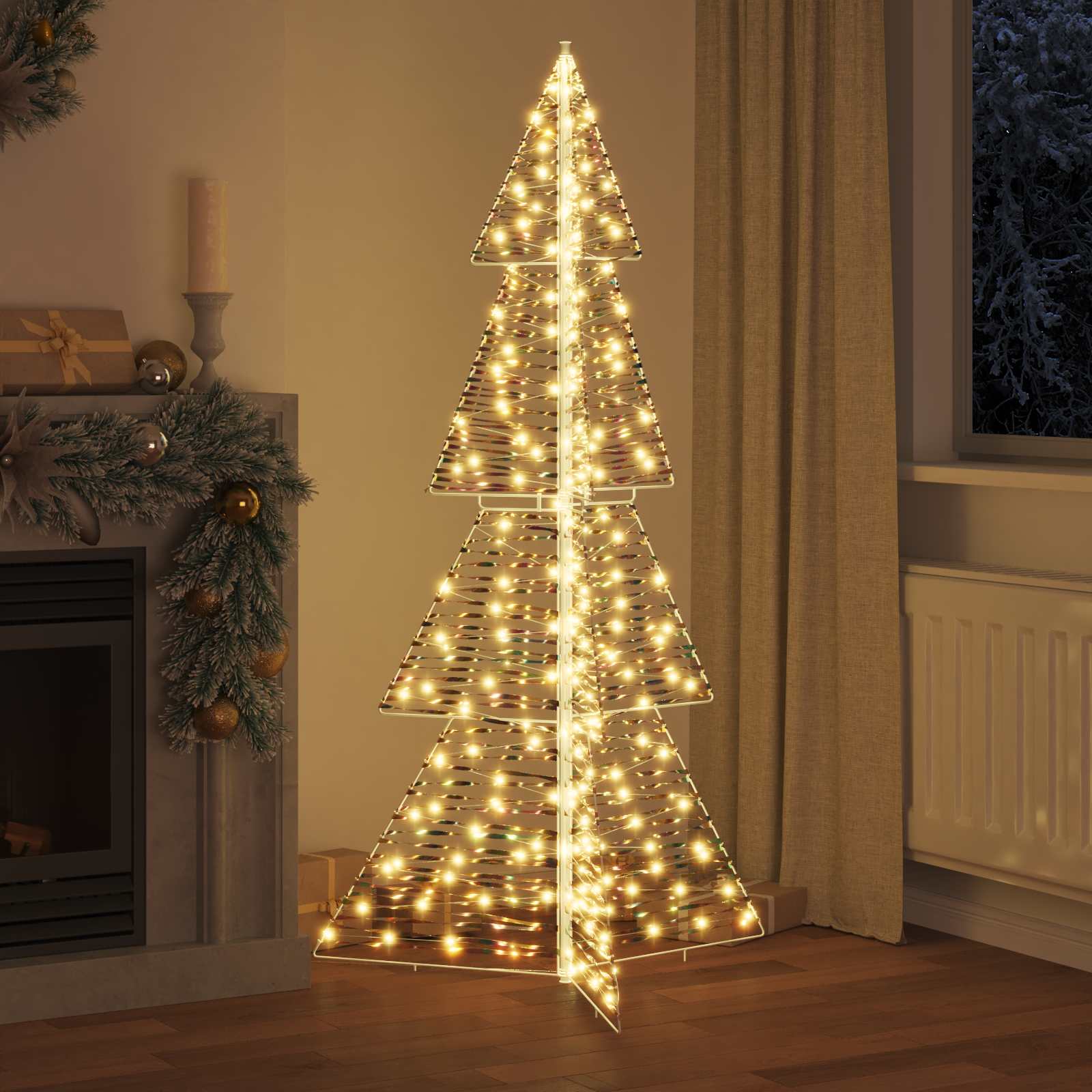 Sapin de Noël avec 240 LED Blanc chaud 180 cm PET – Image 3