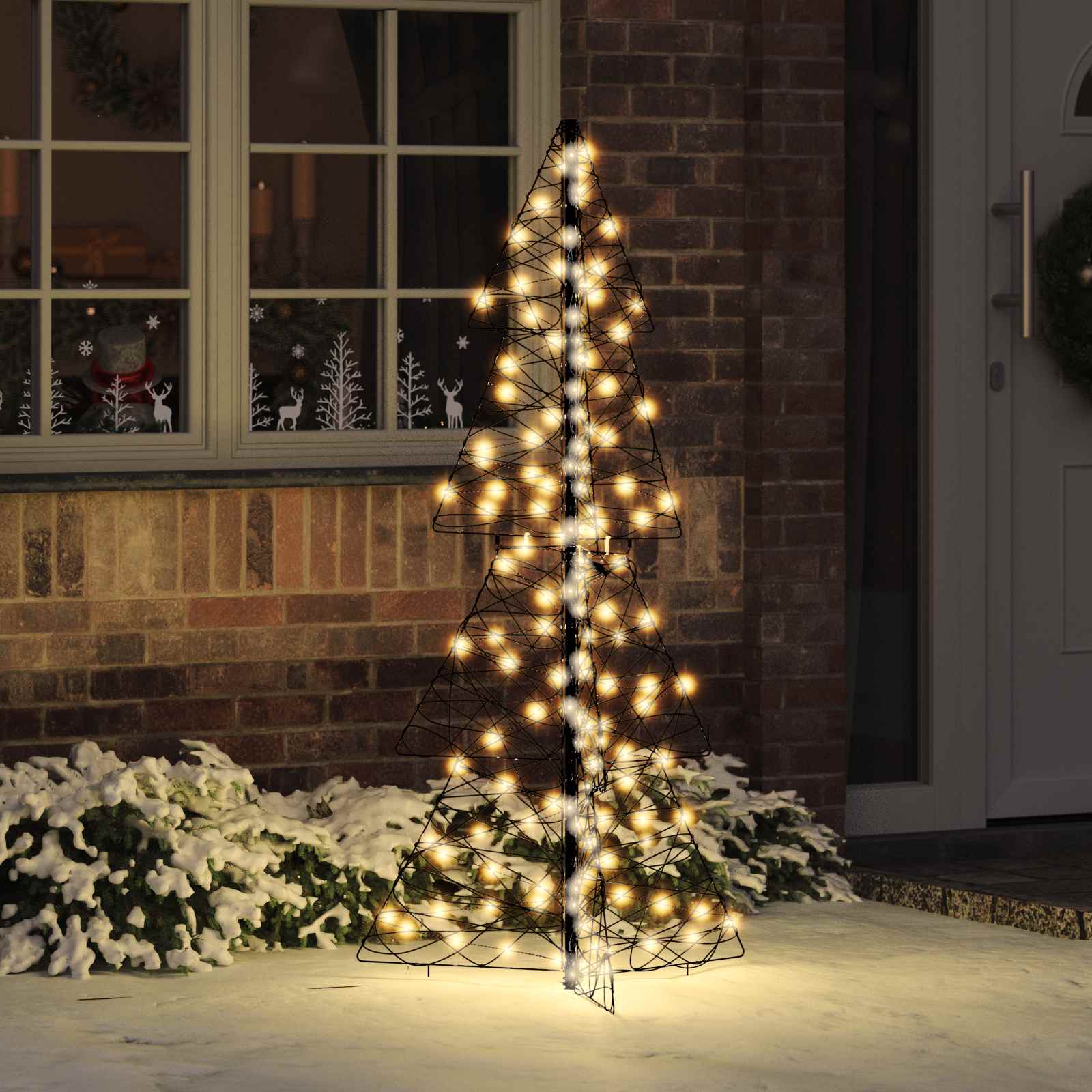 Sapin de Noël avec 160 LED Blanc chaud 150 cm Rotin