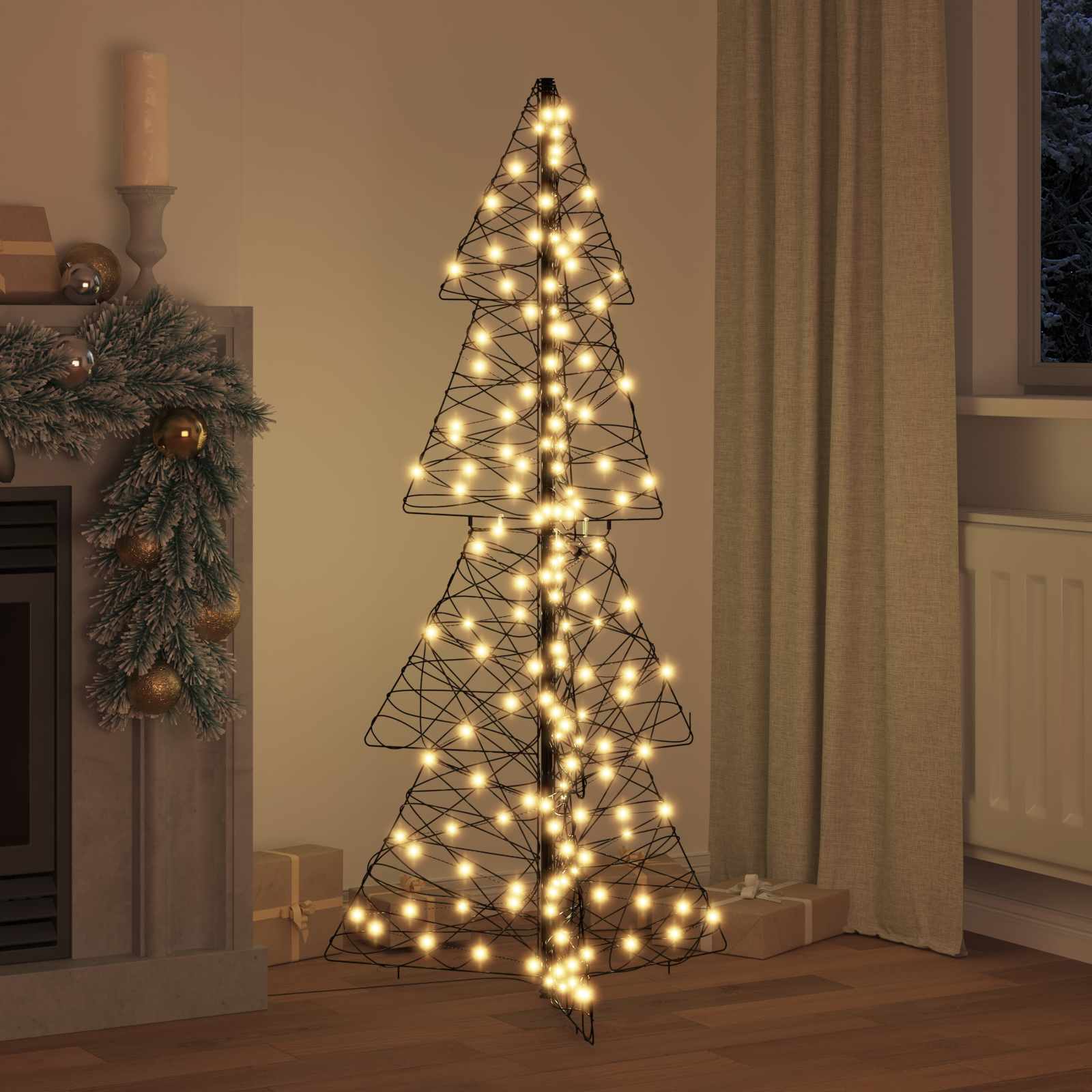Sapin de Noël avec 160 LED Blanc chaud 150 cm Rotin – Image 3