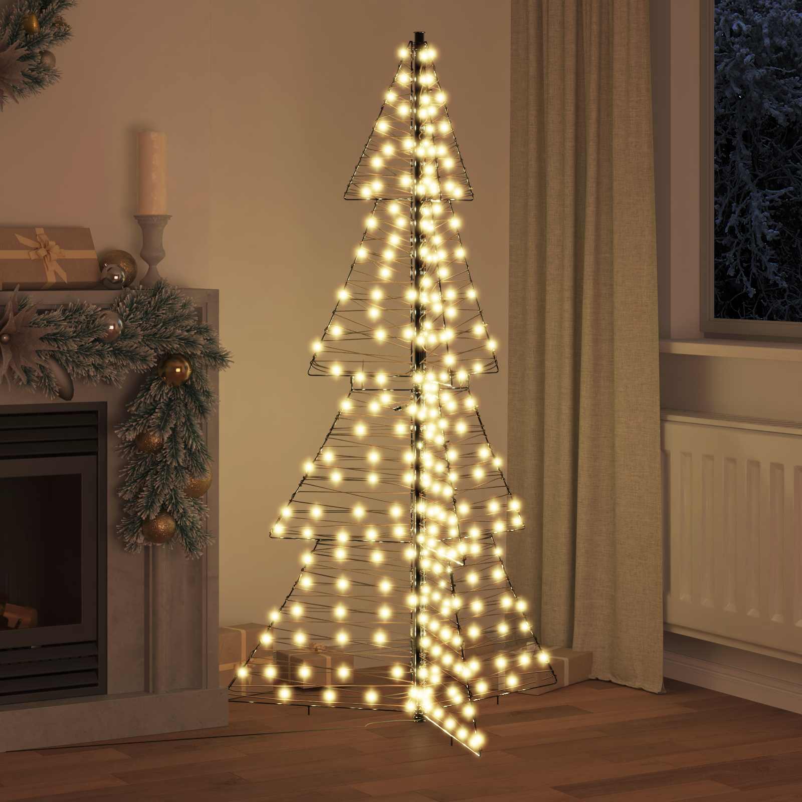Sapin de Noël avec 240 LED Blanc chaud 180 cm Rotin – Image 3