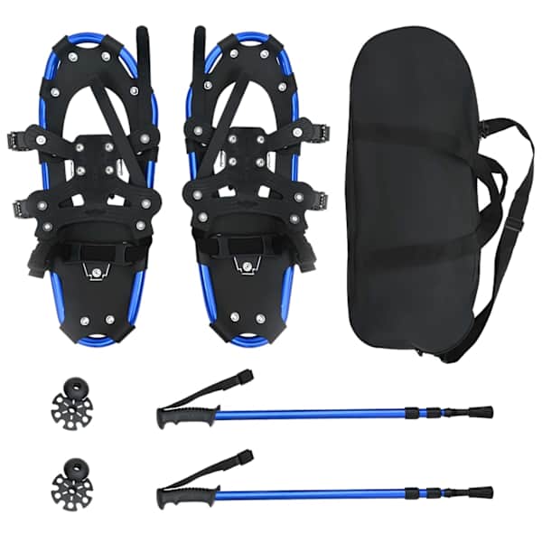 vidaXL 3 in 1 lumesuusad matkakeppidega Sinine ja Must 53 x 21 cm