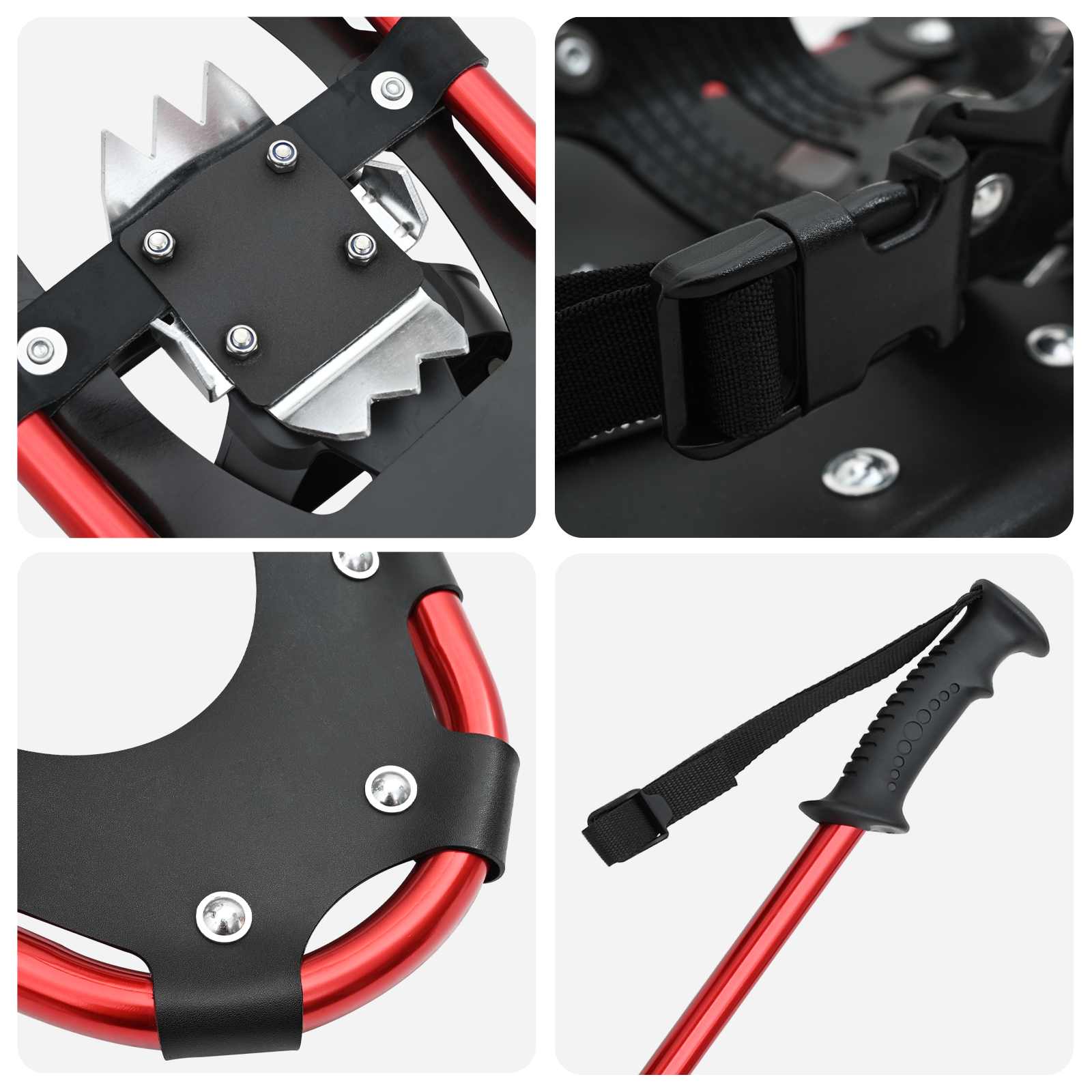 3 V 1 snežni čevlji s pohodniškimi palicami Rdeča in črna - slika 5