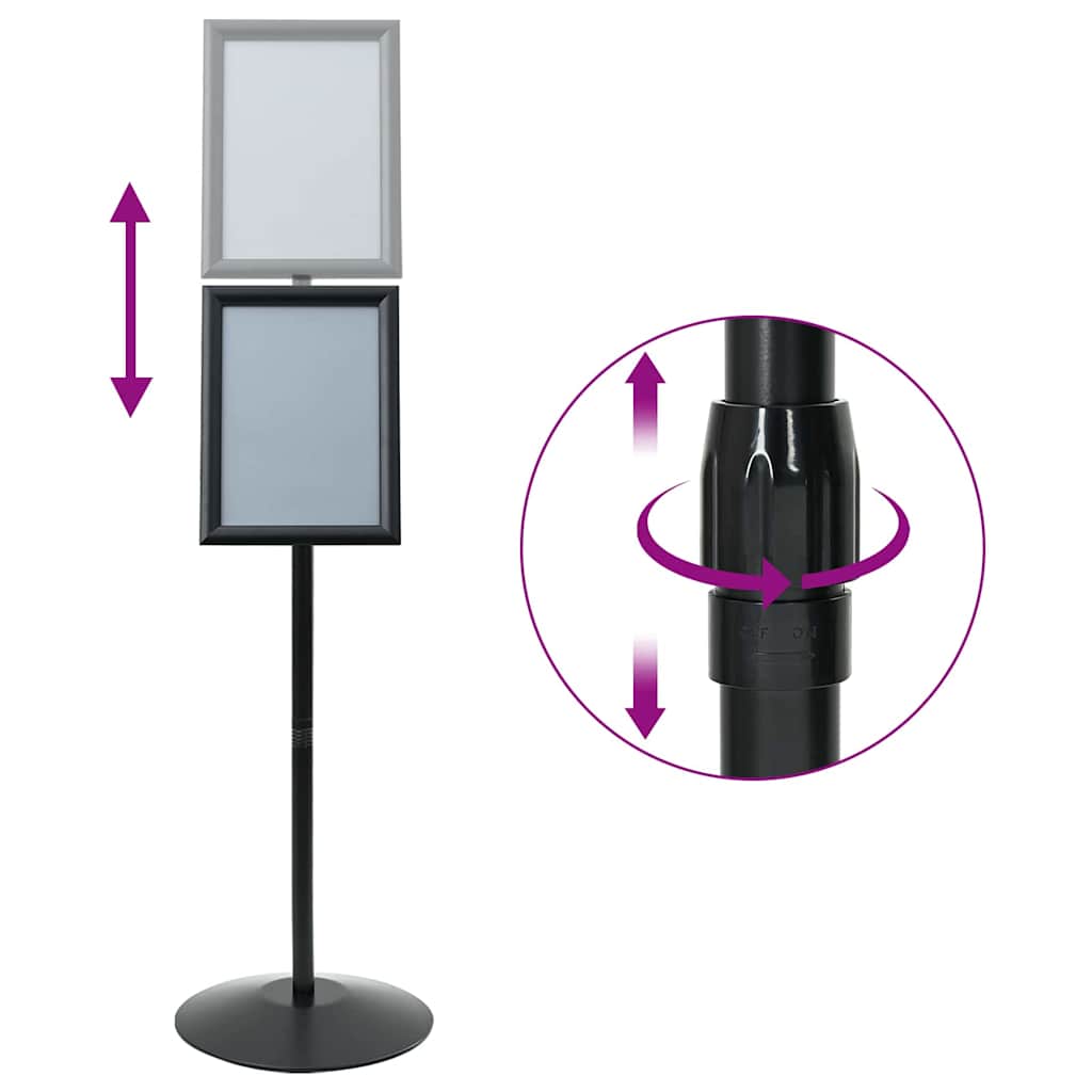 Pedestal poszter állvány Fekete a4 Alumínium és PVC 