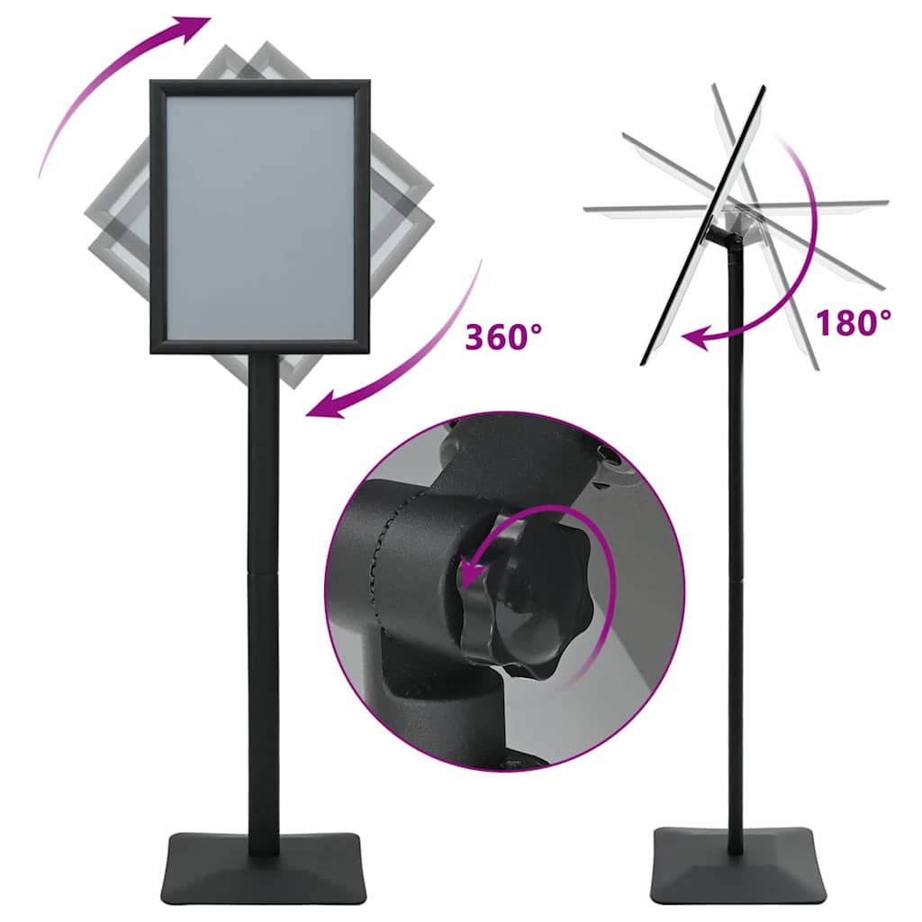 Pedestal poszter állvány Fekete a3 Alumínium és PVC 