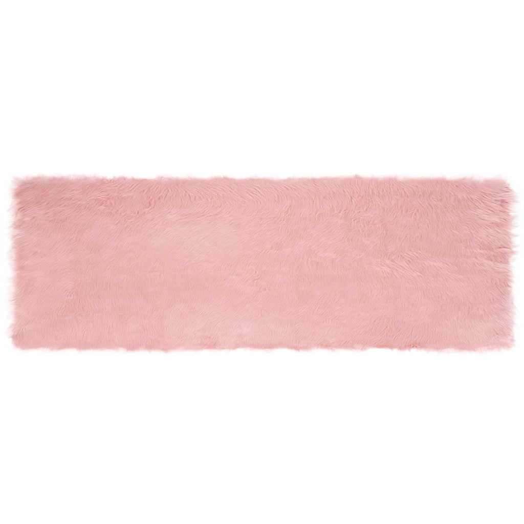  Covoare - Covor Faux din Lână de oaie Roz 80 x 250 cm Poliester