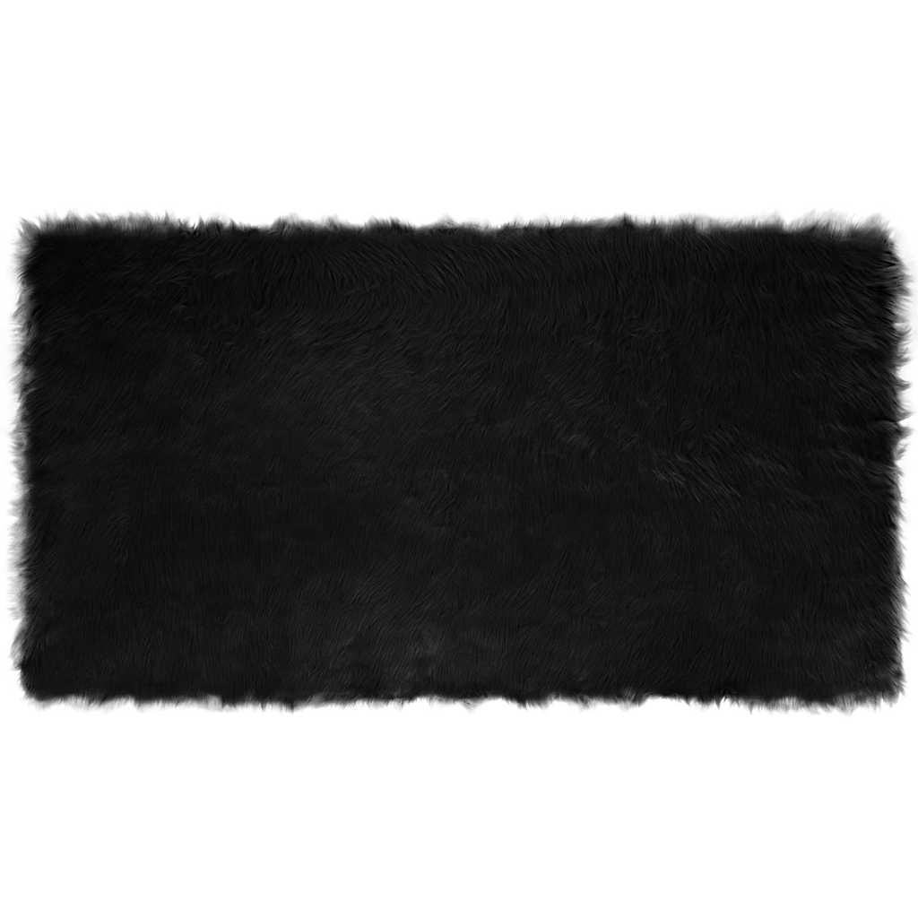  Covoare - Covor Faux din Lână de oaie Negru 60 x 110 cm Poliester