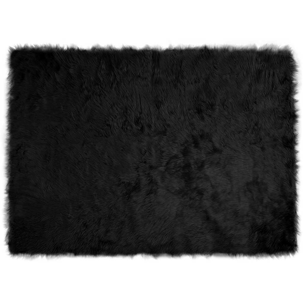  Covoare - Covor Faux din Lână de oaie Negru 120 x 170 cm Poliester