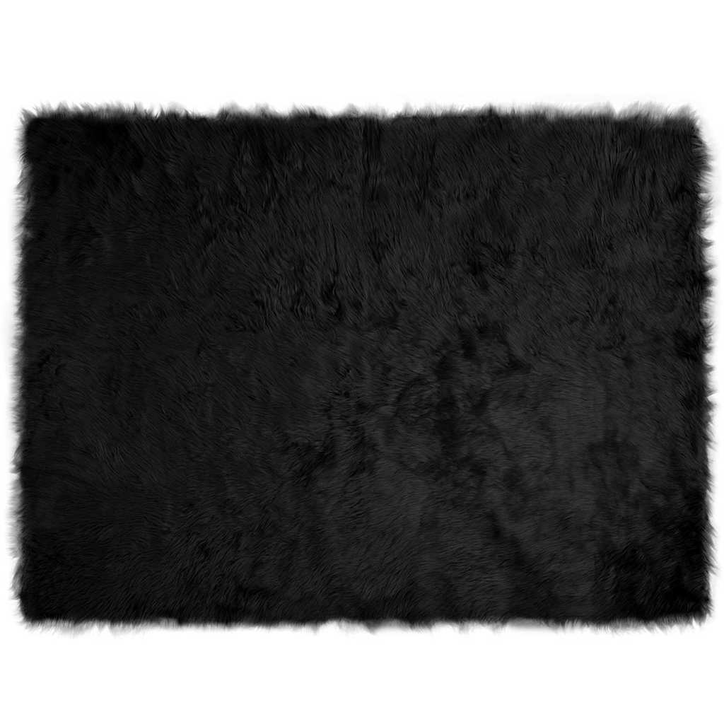 vidaXL Covor Faux din Lână de oaie Negru 230 x 160 cm Poliester