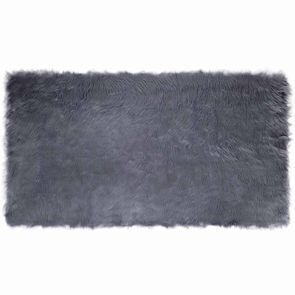 vidaXL Covor Faux din Lână de oaie Antracit 60 x 110 cm Poliester