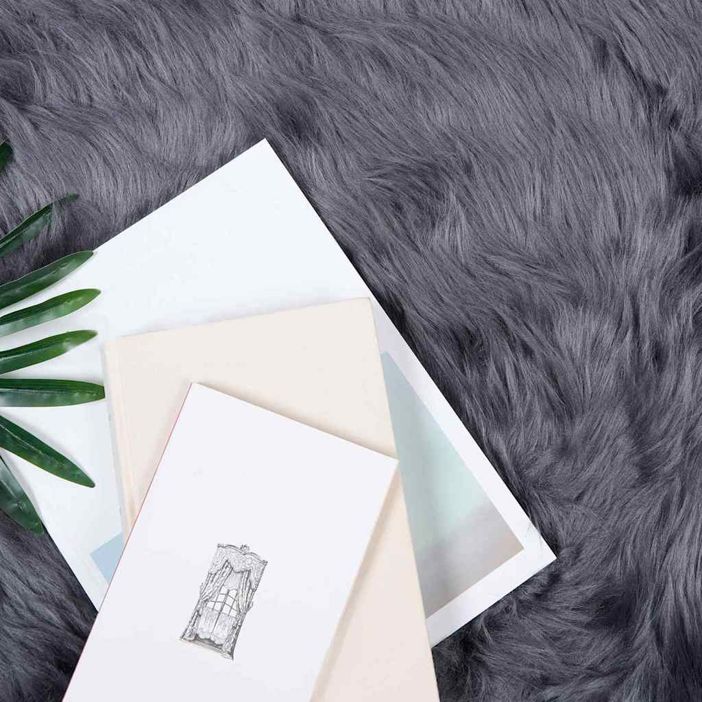 vidaXL Nepleer Schapenvacht Tapijt Antraciet 60 x 110 cm Polyester