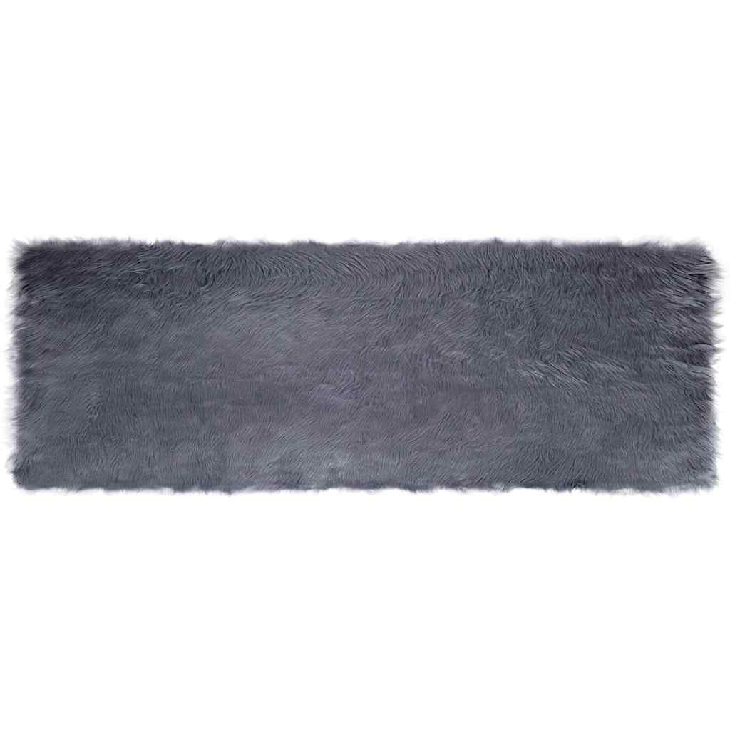 Casă & grădină - Covor Faux din Lână de oaie Antracit 80 x 250 cm Poliester