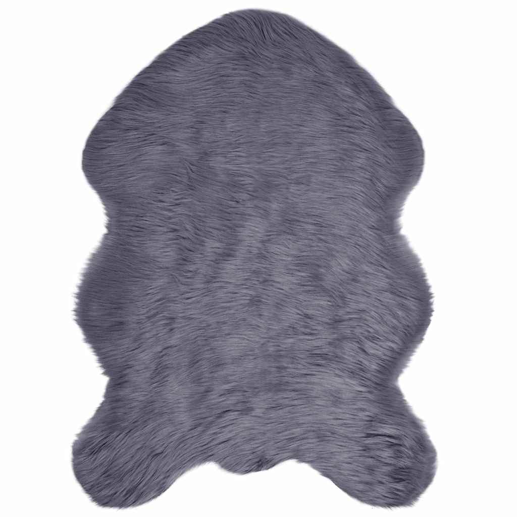 Casă & grădină - Covor Faux din Lână de oaie Antracit 60 x 90 cm Poliester