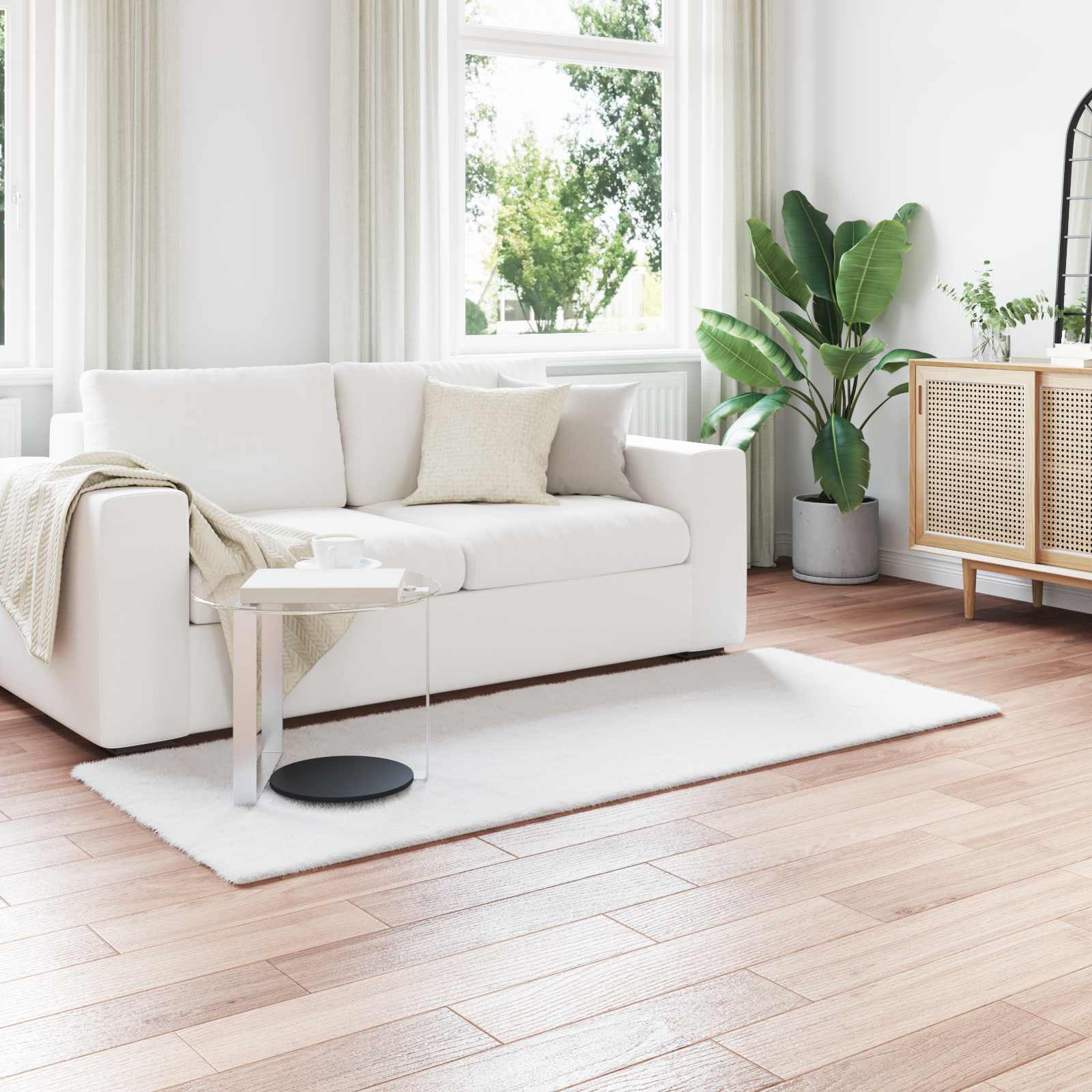 Kunstlik Küüliku Karv Mat Olite Valge 80 x 200 cm Polüester