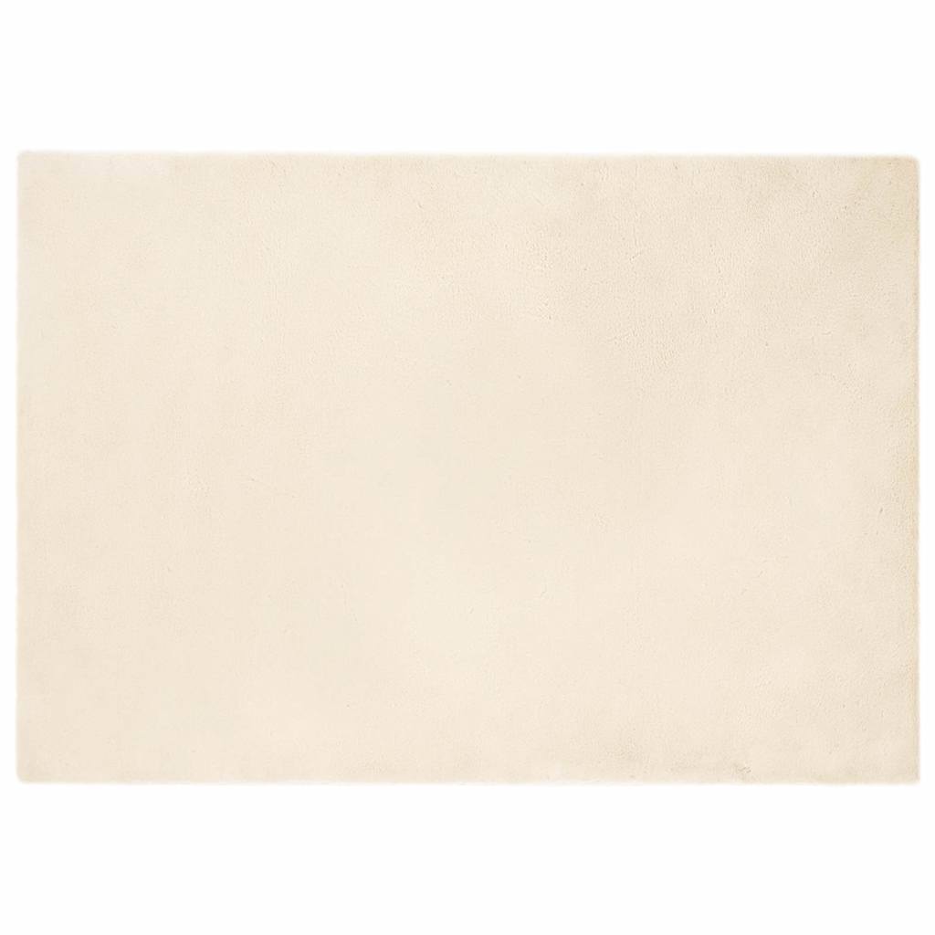 vidaXL Covor din Blană Faux de Iepure Crem 140 x 200 cm Poliester