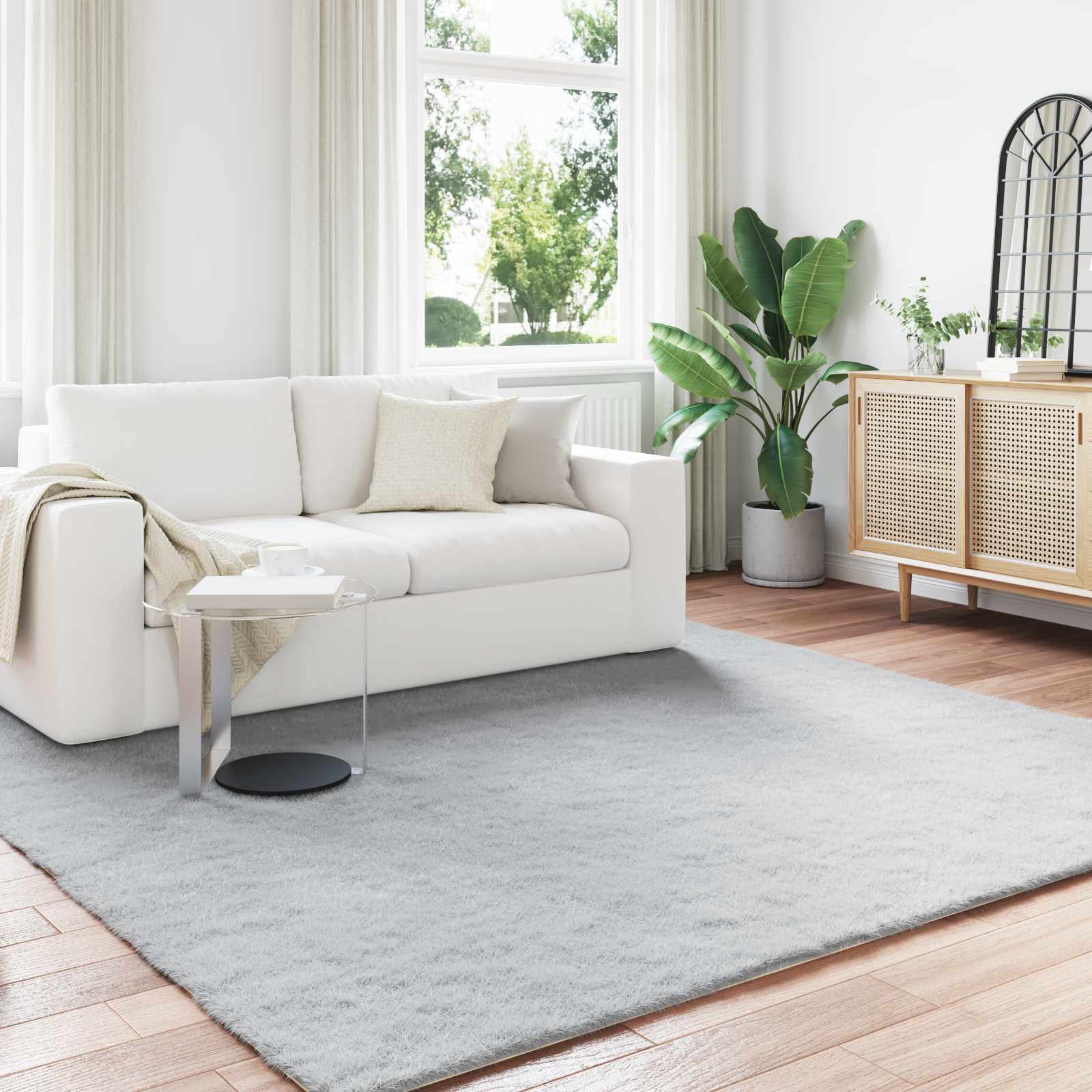 vidaXL Kunstfell Hasen Teppich Olite Grau 200 x 200 cm Polyester