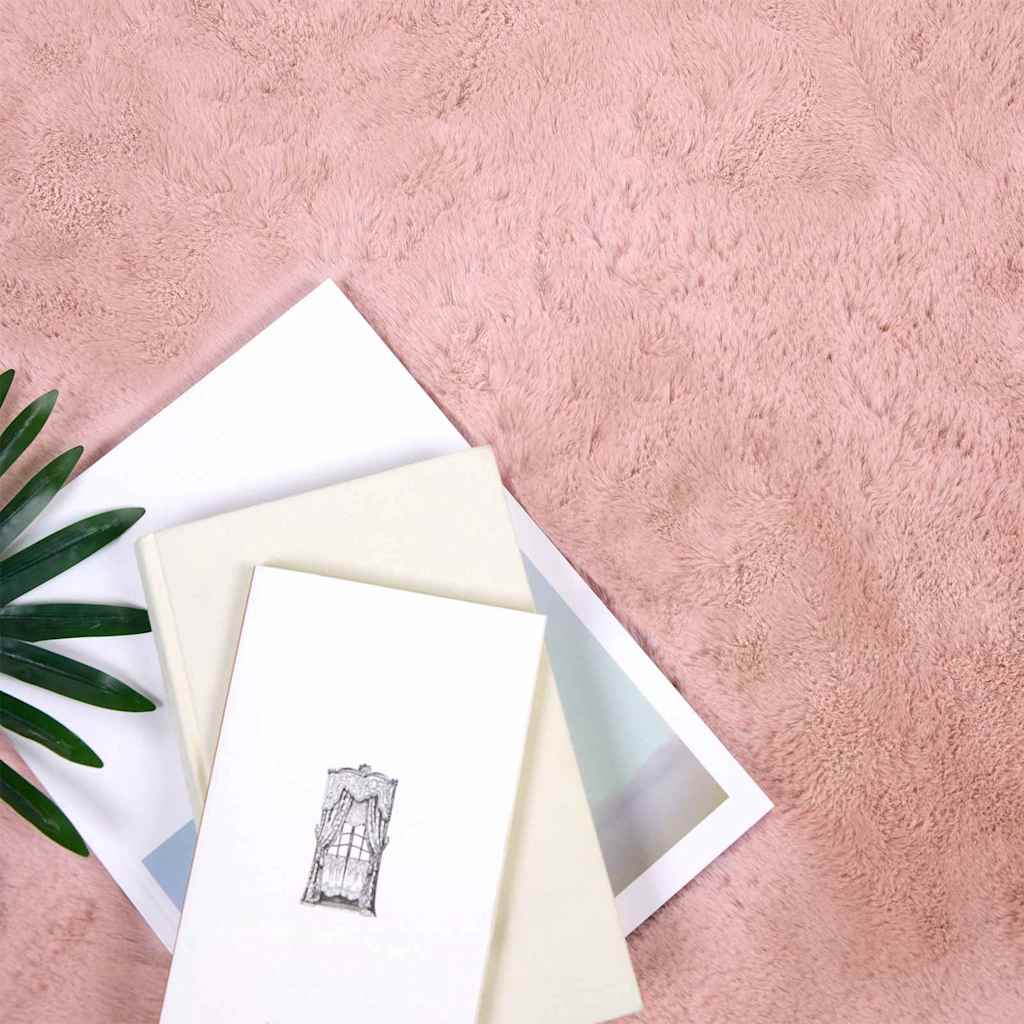 Thumbnail - vidaXL Kunstfell Hasen Teppich Rosa 120 x 120 cm Polyester