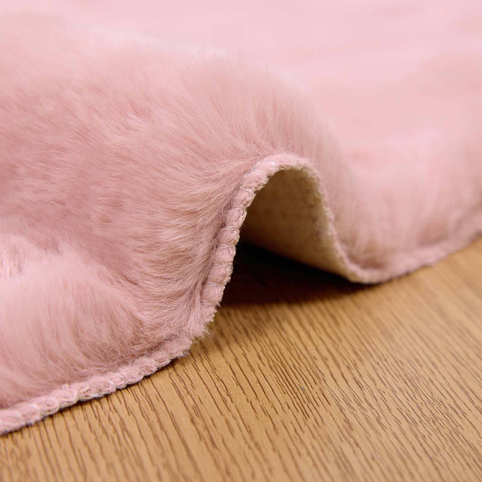 Nep Konijnenbont Tapijt Olite Roze Ø 100 cm Polyester image 5