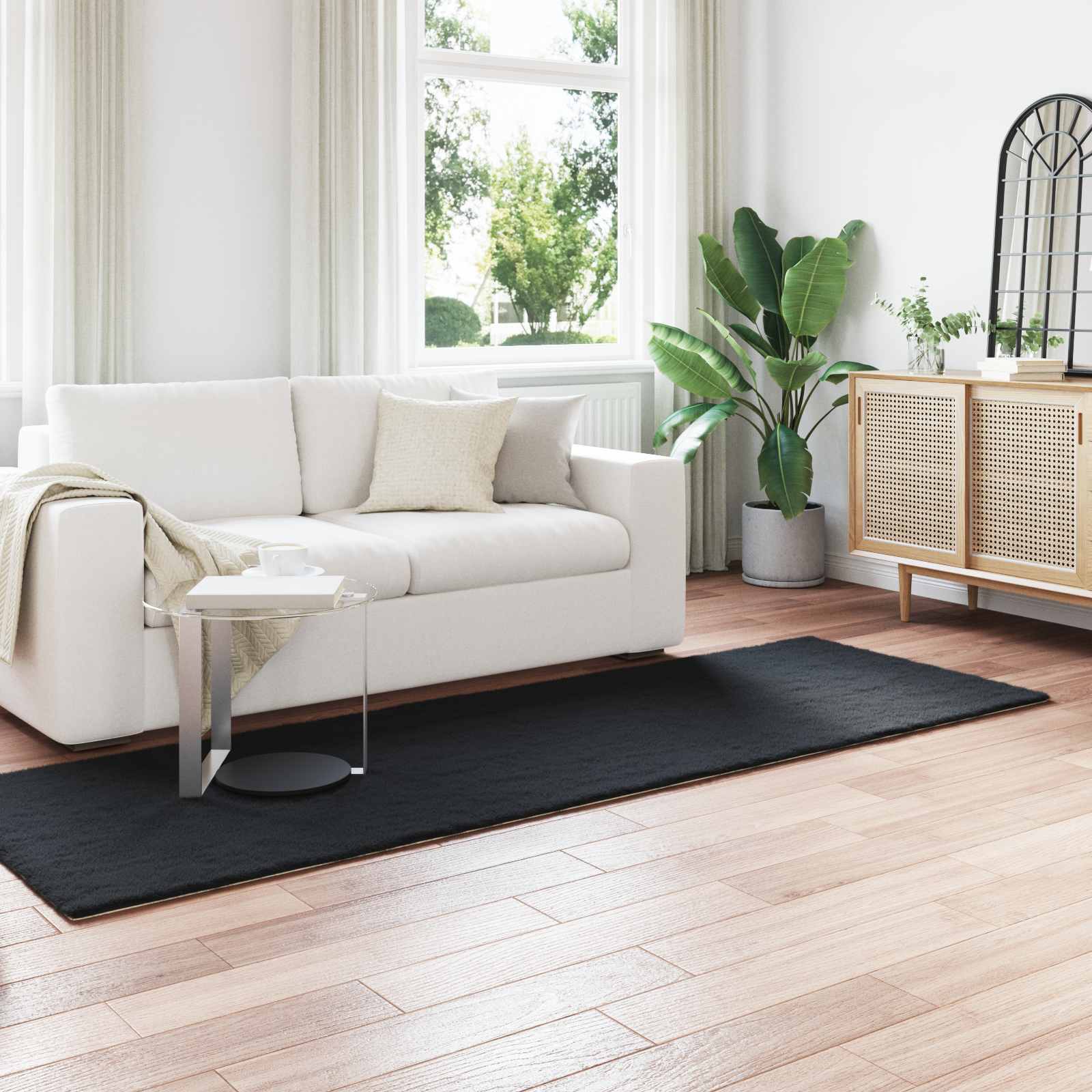 Kunstlik Küüliku Karv Mat Olite Must 80 x 250 cm Polüester