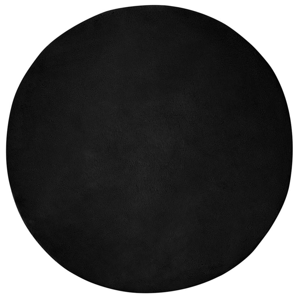 vidaXL Covor din Blană Faux de Iepure Negru Ø 200 cm Poliester